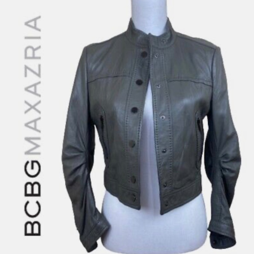 BCBGMaxAzria 100% Leather Cropped Jacket - Size XXS